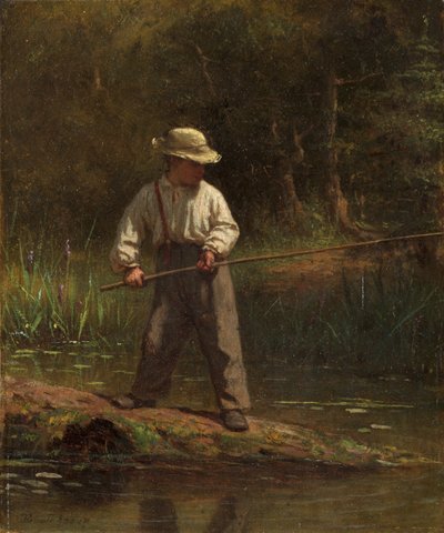 Junge beim Angeln von Eastman Johnson