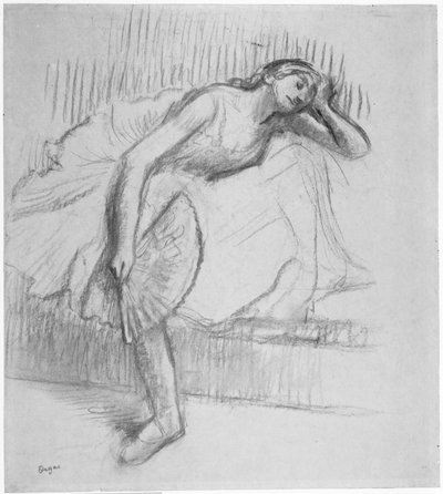 Tänzerin ruht mit einem Fächer von Edgar Degas