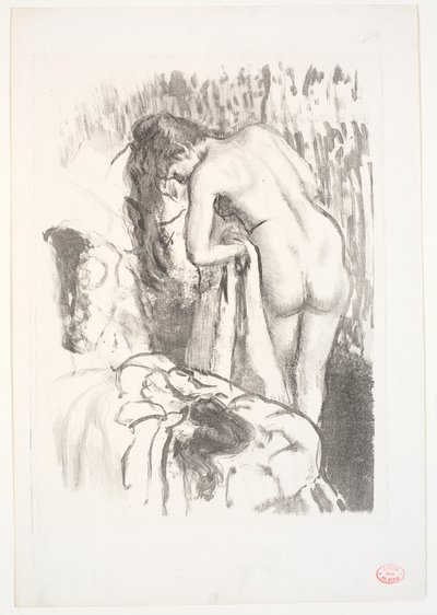 Stehende nackte Frau bei ihrer Toilette von Edgar Degas