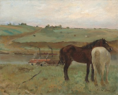 Pferde auf einer Wiese von Edgar Degas