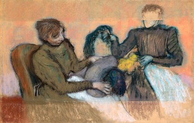 Modistin, die einen Hut ausstattet, 1898 von Edgar Degas