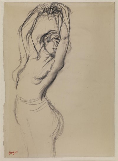 Nackte Tänzerin mit erhobenen Armen von Edgar Degas