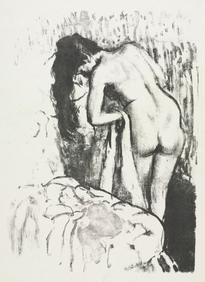 Nackte Frau steht und trocknet sich ab von Edgar Degas