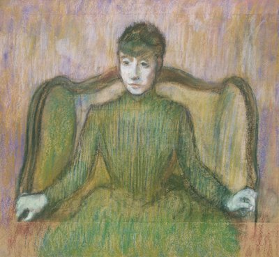 Frau, die in einem Sessel sitzt, um 1864 von Edgar Degas