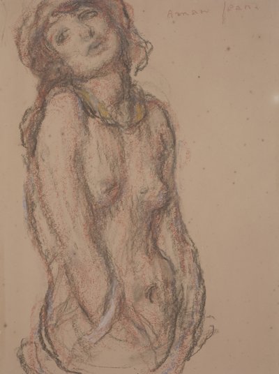 Akt (Kreide auf Papier) von Edmond François Aman Jean