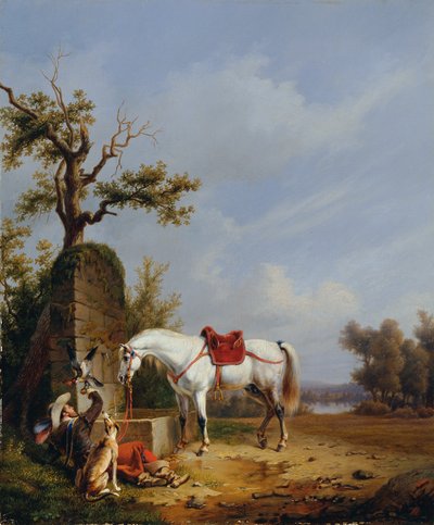 Reiter mit Pferd von Edmond Jean Baptiste Tschaggeny