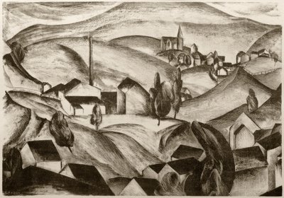 Landschaft mit Häusern von Edmund Fabry