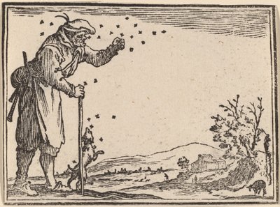 Bauer von Bienen angegriffen von Edouard Eckman after Jacques Callot