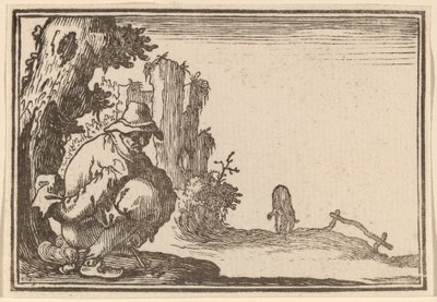 Bauer beim Defäkieren von Edouard Eckman after Jacques Callot