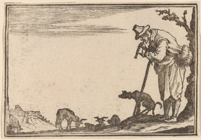 Hirte spielt Flöte von Edouard Eckman after Jacques Callot