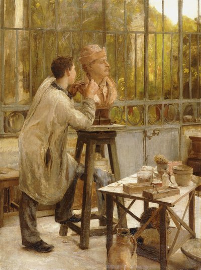 Ein Bildhauer in seinem Atelier von Edouard Joseph Dantan