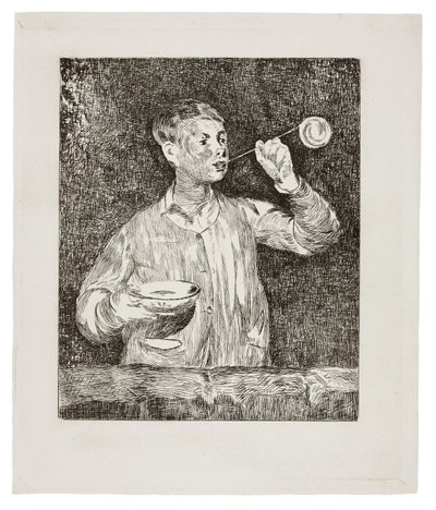 Junge, der Seifenblasen bläst von Édouard Manet