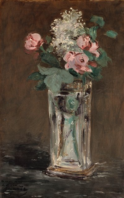 Blumen in einer Kristallvase von Édouard Manet