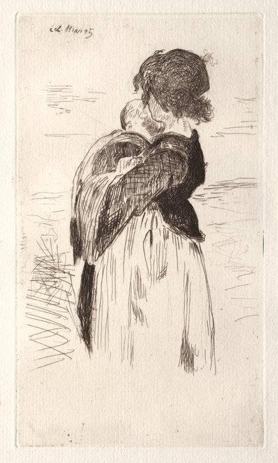 Das kleine Mädchen hält ein Baby von Édouard Manet