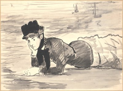 Frau, die am Strand liegt. Annabel Lee von Édouard Manet