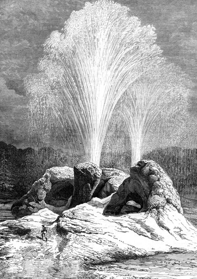 Ein Geysir, USA, 19. Jahrhundert von Edouard Riou