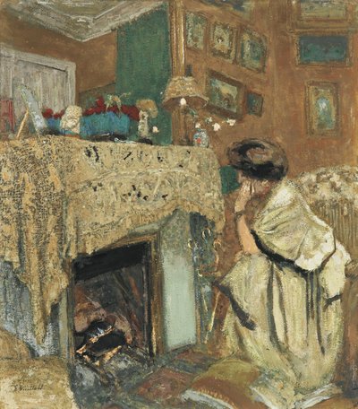 Madame Hessel am Kamin, 1917-1918 von Edouard Vuillard