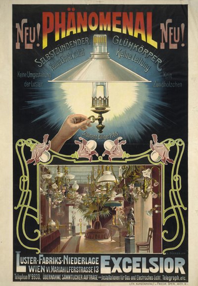 Excelsior. Selbstentzündender Glühkörper, ca. 1895-1900 von Eduard Döcker