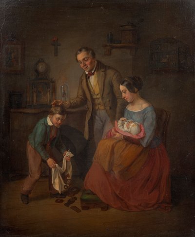 Familie bei der Nikolo-Bescherung von Eduard Ritter