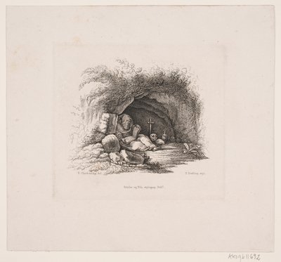 Ein Einsiedler in seiner Höhle von Edvard Fortling