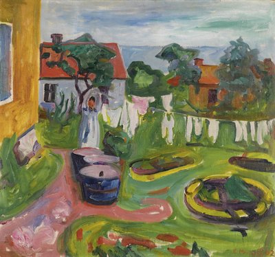 Kleidung auf einer Leine in Asgardstrand, 1902 von Edvard Munch