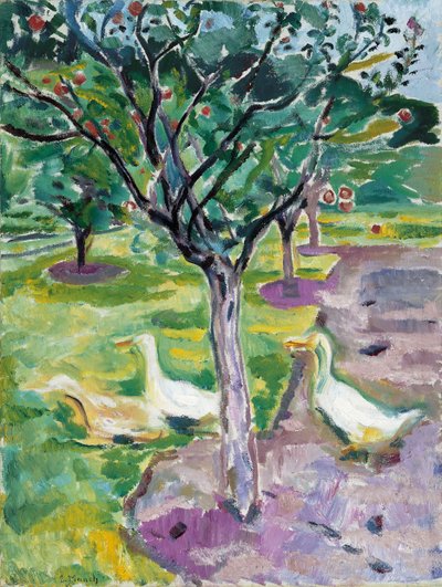 Gänse in einem Obstgarten von Edvard Munch