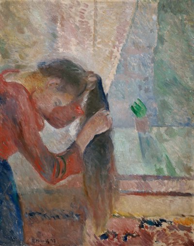 Mädchen kämmt ihr Haar von Edvard Munch