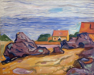 Zwei Häuser in Borre von Edvard Munch