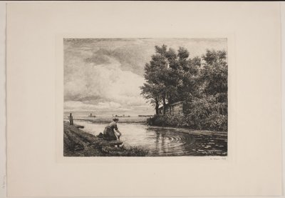 Holländische Landschaft mit Wasserlauf von Edvard Petersen