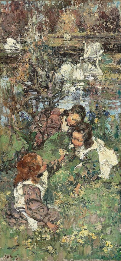 Mädchen und Schwäne von Edward Atkinson Hornel
