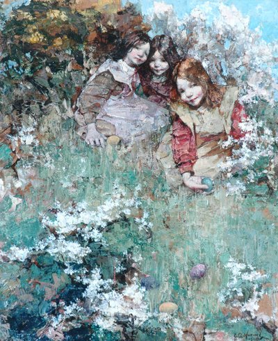 Ostereier rollen von Edward Atkinson Hornel