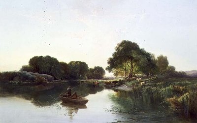 Eine bewaldete Flusslandschaft von Edward Charles Williams