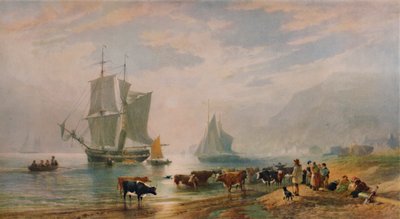 Ein Sommerabend: Vieh an Land bringen von Edward Duncan