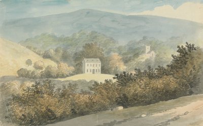 Hügelige Landschaft mit Haus von Edward Francis Burney