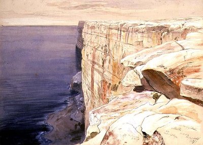 Die Felsen bei Garf Hasan, Malta von Edward Lear