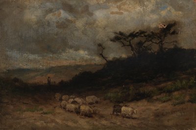 Unbetitelt: Schäfer mit Schafen von Edward Mitchell Bannister