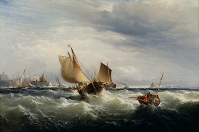 Fischerboote gegen den Wind von Edward Moran