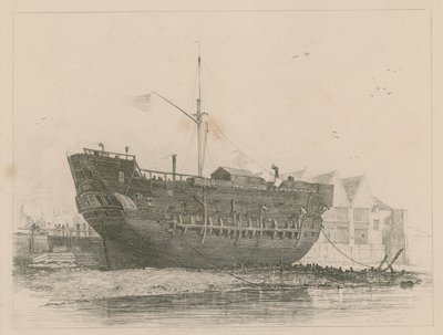 Die Discovery liegt in Deptford von Edward William Cooke