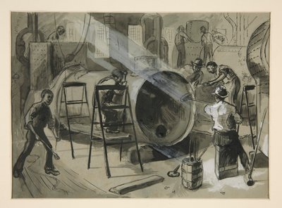 Illustration in einer Fabrik von Edwin Austin Abbey