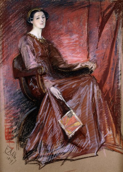 Sitzende Frau mit elisabethanischem Kopfschmuck, 1897 von Edwin Austin Abbey