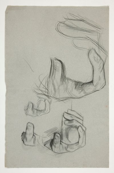 Skizze einer Hand, die einen Stock hält von Edwin Austin Abbey