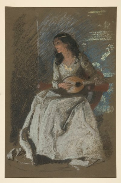 Studie einer Dame, die Mandoline spielt von Edwin Austin Abbey