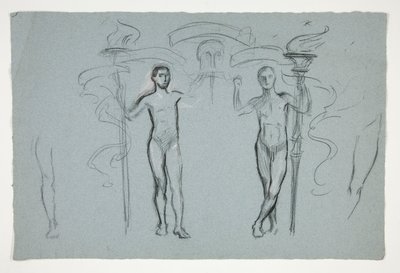 Studie von zwei Flammenhaltern von Edwin Austin Abbey