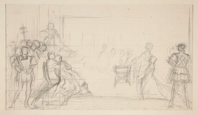 Prozess von Königin Katharina, Studie von Edwin Austin Abbey