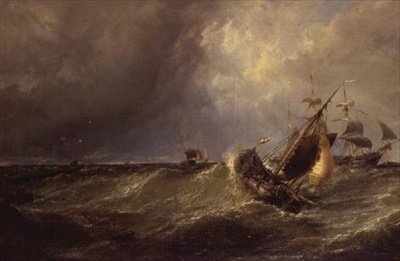 Ein niederländisches Fischerboot fährt in den Hafen von Calais ein von Edwin Hayes