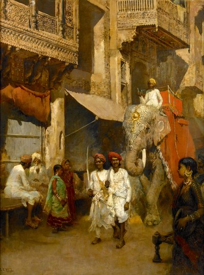 Promenade auf einer indischen Straße von Edwin Lord Weeks