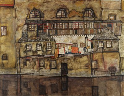 Hauswand am Fluss von Egon Schiele