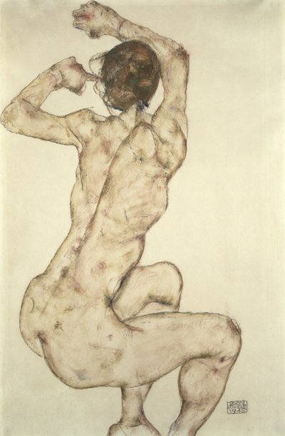 Eine kauernde Nackte, 1915 von Egon Schiele