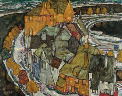 Halbmond von Häusern II Inselstadt, 1915 von Egon Schiele