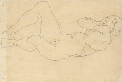 Weiblicher Akt mit hinter dem Kopf verschränkten Händen, 1914 von Egon Schiele